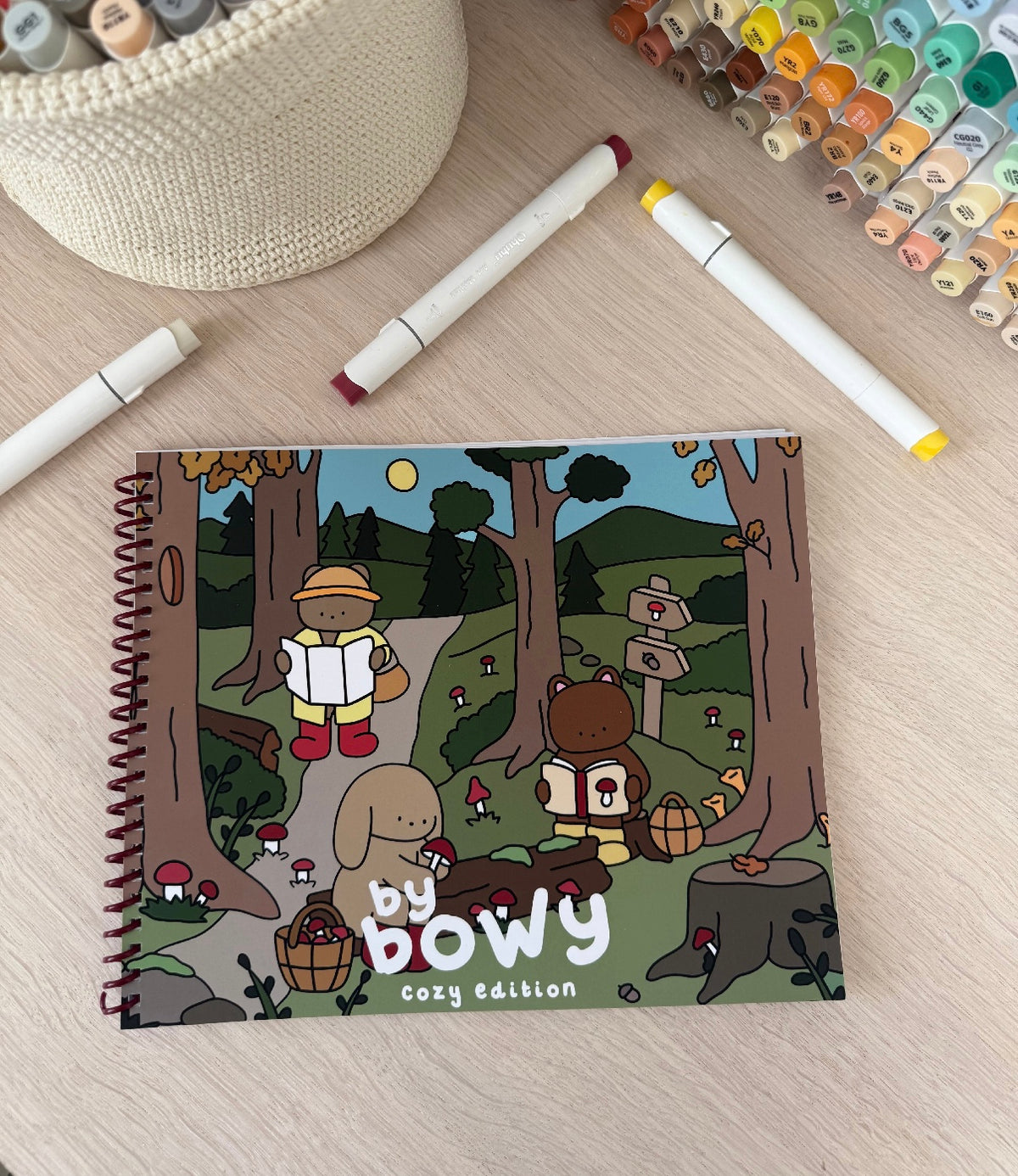 By Bowy Cozy Edition Burgundy Spiral Colouring Book
